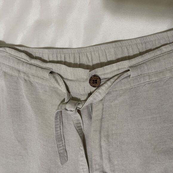 Cubavera Pants Linen Rayon Men's XL (40-42 X 32) Beige Off White Elastic Waist - Picture 5 of 11